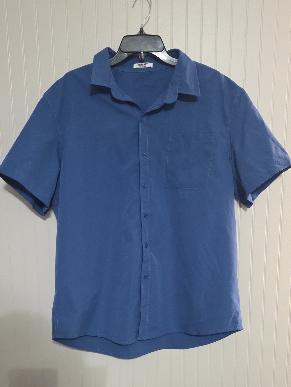 Coofandy XL Casual Short-Sleeve Button-Down Shirt in Blue